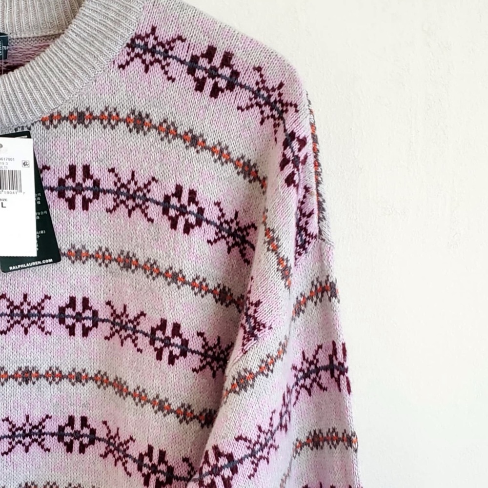 Ralph Lauren Fair Isle Purple Gray Sweater NWT L - Picture 9 of 11